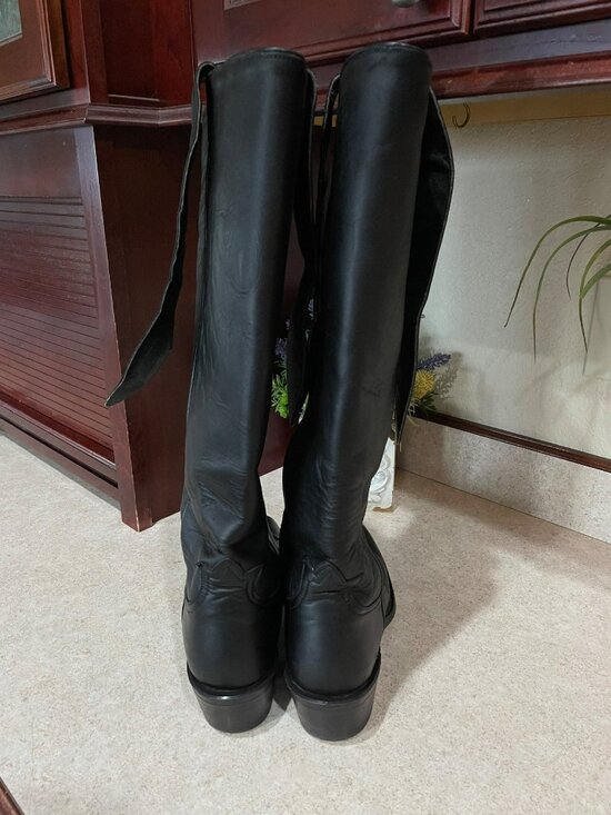Tony Lama Dominion Old West Shooter Boots Men’s 8D Black Leather 17” Stovepipe main image 10